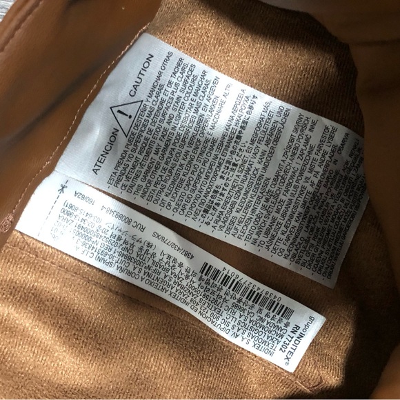 ZARA Faux Leather High Waisted Straight Leg Pants - Camel Brown - Size XS - Picture 8 of 10